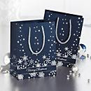 Sigel Geschenktaschen Silver Snowflakes, Blau/Silber, 3 Stück, B: 17,5 cm, H: 23,0 cm, T: 10,0 cm - Bild 1