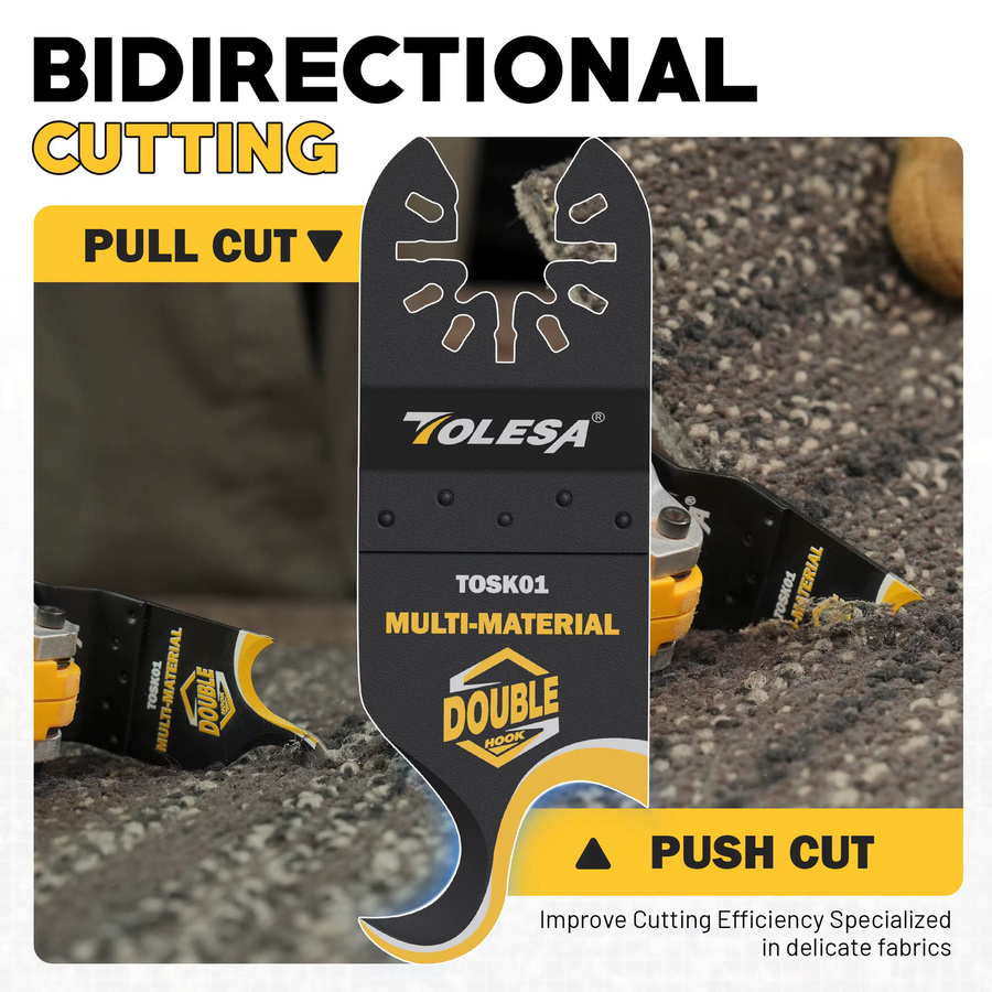 TOLESA 5 Stück oszillierende Multitool-Hakenmesserklingen zum Schneiden von weichen Materialien und Teppich - Bild 4