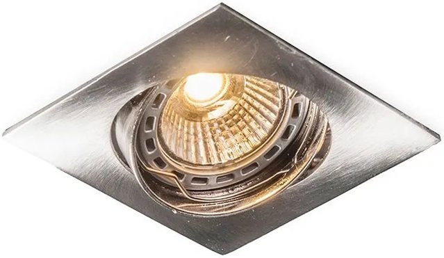 QAZQA EinbauSpot Edu quadratisch aus Metall in Silber mit Stahloptik, schwenkbar und dimmbar, GU10 - Bild 1