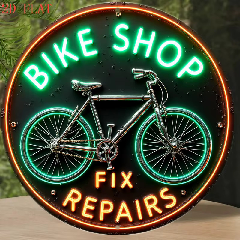 CIFBUY Vintage Metallschild Fahrradladen Rund, Multicolour Wandkunst für Heim, Café oder Bar, Durchmesser: 20 cm - Bild 4