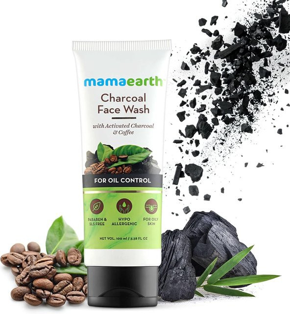 Mamaearth Charcoal Gesichtswaschgel, 100 ml, Fettige Haut, Aktivkohle, Tonerde, Kaffee - Bild 1