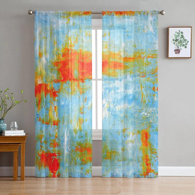 Super Six Chiffon Vorhang Transparent Multicolour B: 135 cm, H: 160 cm - Bild 1
