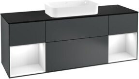 V&B Waschtischunterschrank Finion mit Wandbeleuchtung, Schwarz lackiert, Breite: 160 cm, Tiefe: 50,1 cm, Höhe: 50,1 cm - Bild 1