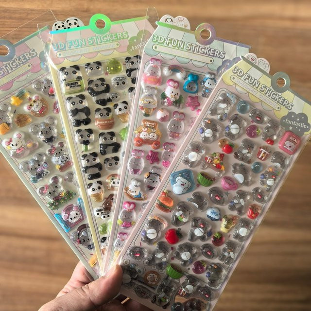 4 Stück 3D-geprägte Kristall-Tieraufkleber von Papery Pop Store in Multicolour zur Dekoration von Rucksäcken, Federmäppchen und Planern - Bild 1