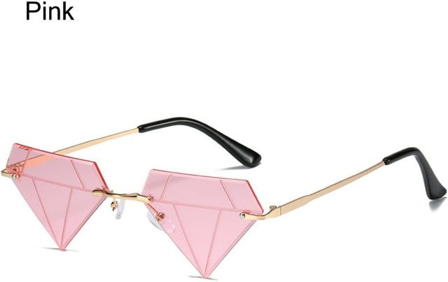 Yiran Health & Beauty Sonnenbrille, randlos, dreieckig, pink, Unisex - Bild 1