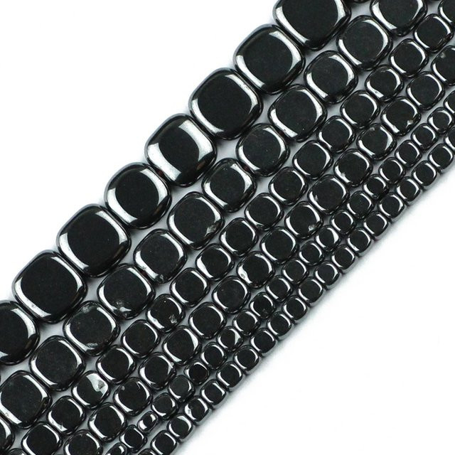 JHNBY Spacer Charm, Hämatit Naturstein, schwarz, quadratisch, Unisex - Bild 1