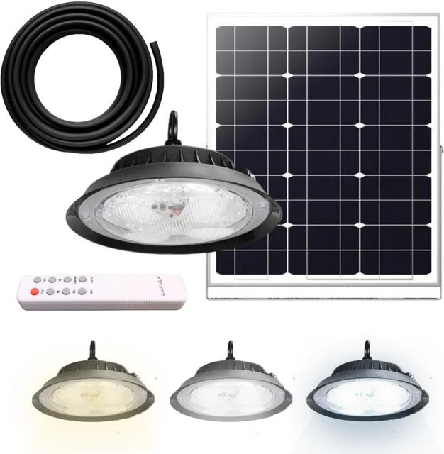 LUXULA Solar Hängeleuchte Schwarz mit Fernbedienung, CCT dimmbar, LED Pendelleuchte für Außenbereich mit 500lm und IP44 Schutzklasse - Bild 1