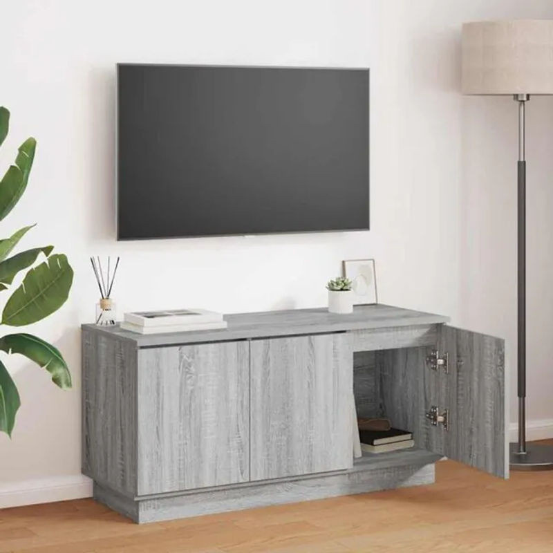 Vidaxl TV-Schrank mit LED in Grau Sonoma aus Holzwerkstoff, B/T/H: 100 x 38 x 49 cm - Bild 1