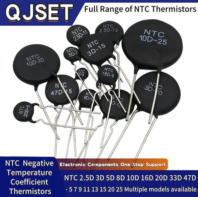 10 Stück QJSET NTC Thermistoren für Ladegeräte, Schwarz, MF72 Serie - Bild 1