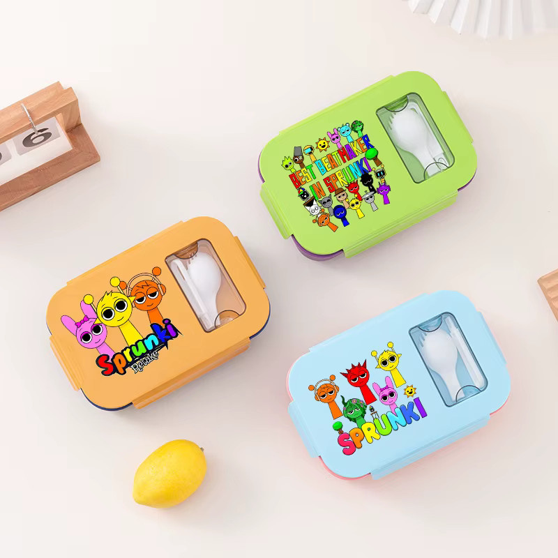 Sprunki Bento-Box Lunchbox mit Cartoon-Design, mikrowellengeeignet, Mehrfarbig - Bild 2