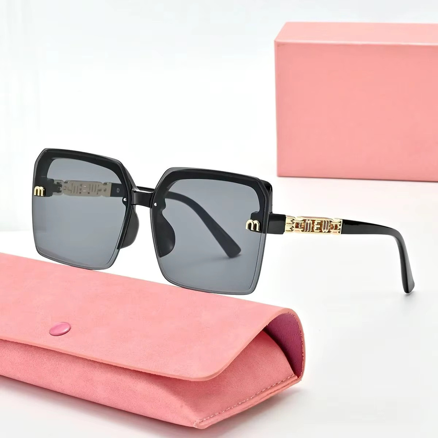 DIXSG DS-8238 Sonnenbrille, Halbrand, quadratisch, Kunststoff, schwarz - Bild 1