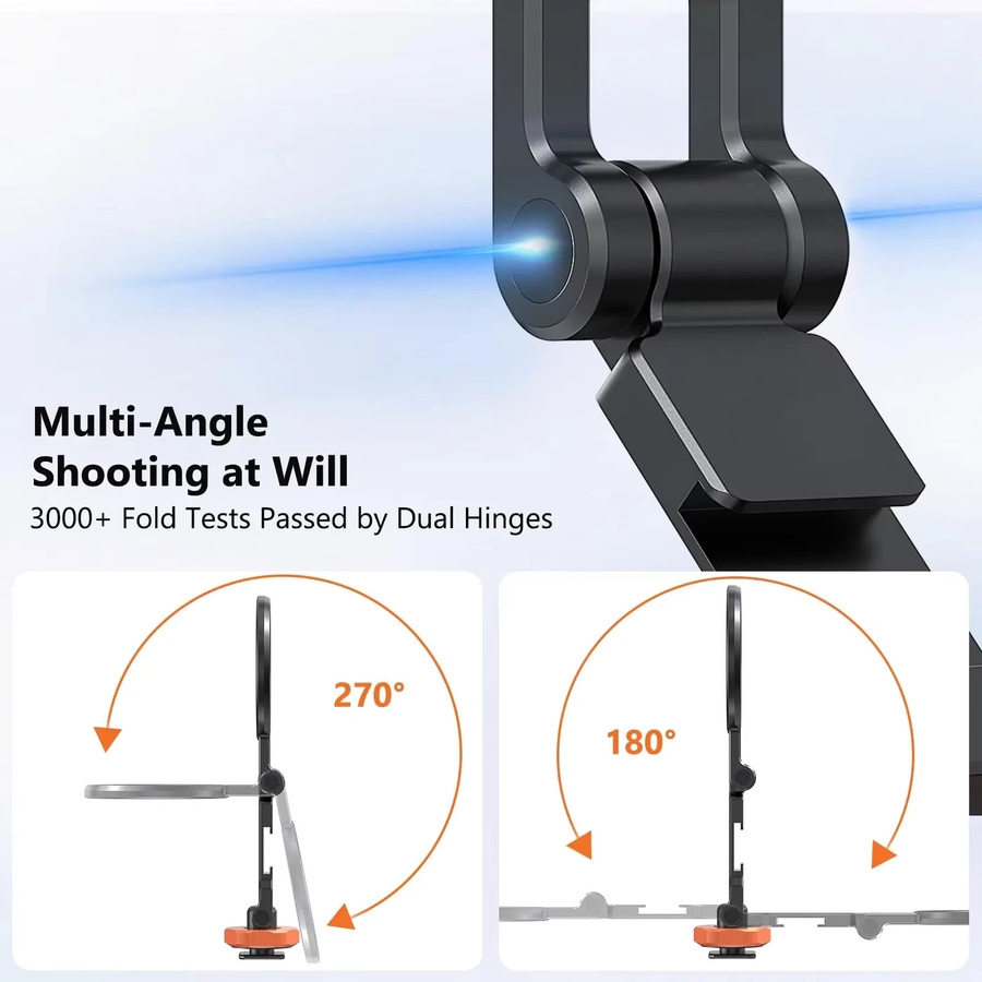 VRIG Magnetische Handyhalterung aus Aluminiumlegierung für MagSafe iPhone 17 16 in Schwarz mit Cold Shoe Mount und Stativadapter - Bild 5