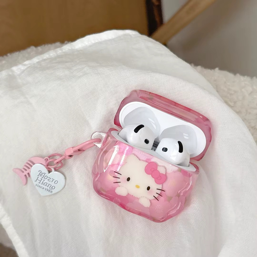 Sanrio Hello Kitty Kopfhörerhülle mit Blumen-Design für Apple AirPods 3, 4, Pro 2 und Pro 3 in Pink aus weichem TPU - Bild 3