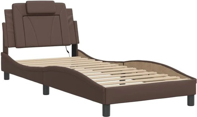 vidaXL Bettgestell Viana mit LED und USB-Ladeport, Braun, B/T/H: 80 x 200 cm - Bild 1