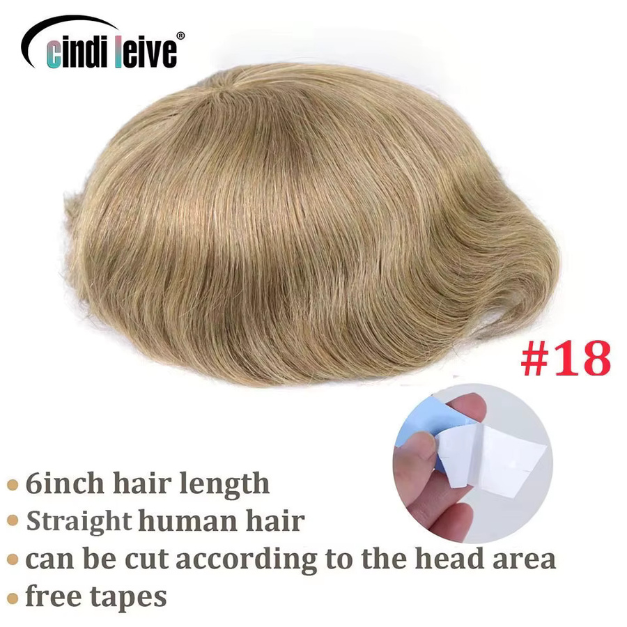 Bfirehair Herren-Toupet-Haarsystem, Mono- und PU-Aschblond, braun/grau - Bild 2