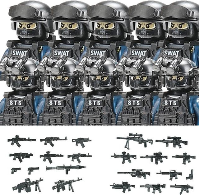 Yiran toy Militärfiguren Riot Police Soldat, Bausteine, Polizei, Schwarz - Bild 1