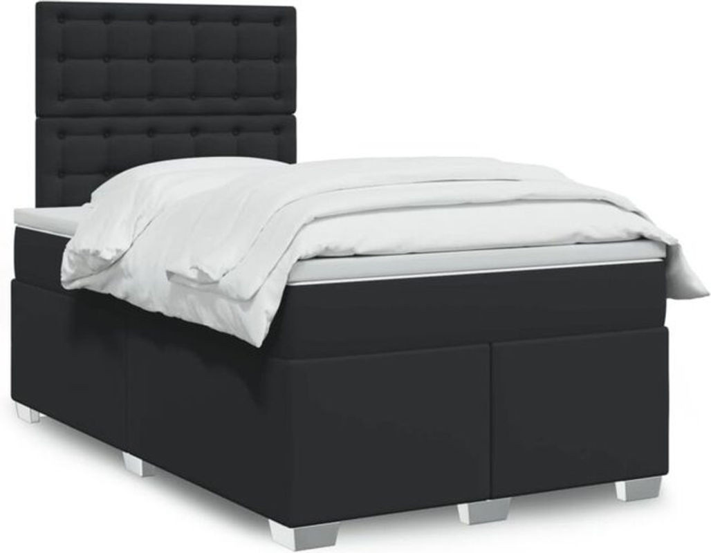 Vidaxl Boxspringbett mit Matratze in Schwarz aus Kunstleder, B/T/H: 120 x 200 x 140,5 cm - Bild 1