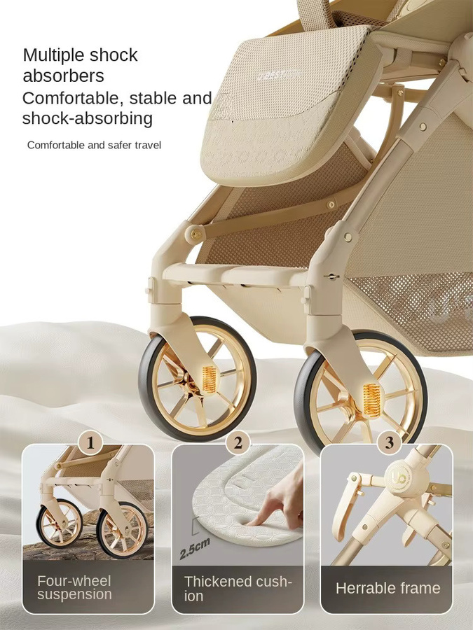 Ubest V3 Kinderwagen als zusammenklappbarer Kombi-Kinderwagen für Neugeborene mit Liegefunktion und Zwei-Wege-System - Bild 2