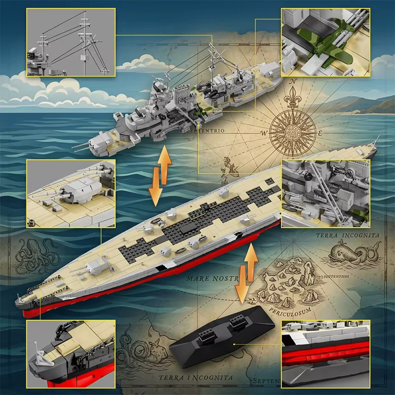 barweer Bismarck-Klasse Schlachtschiff, Klemmbausteine, 2686 Teile - Bild 4