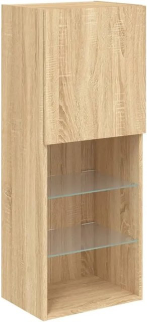 vidaXL TV-Schrank Sonoma-Eiche mit LED-Leuchten und Medienfächern, Wandmontage, Breite: 40,5 cm, Tiefe: 30,0 cm, Höhe: 102,0 cm - Bild 1
