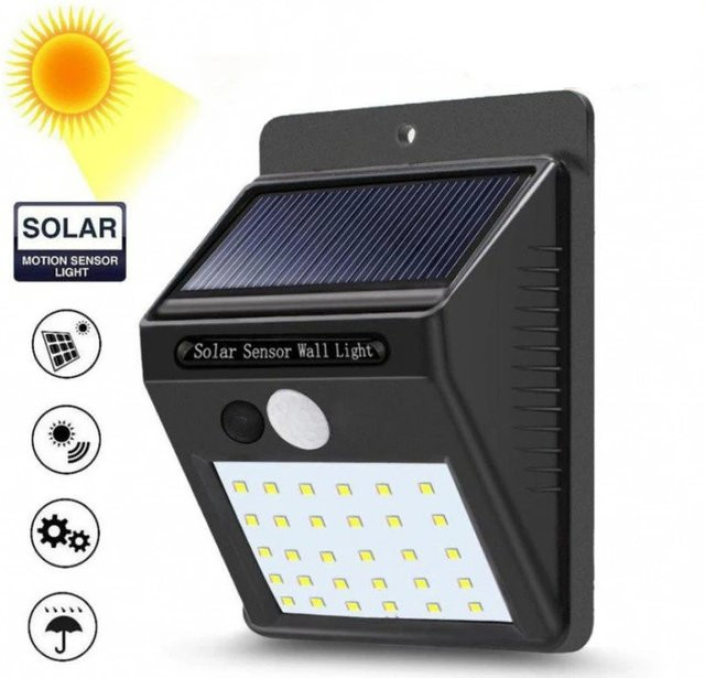 KDULIT Solar LED Außenwandlampe mit Bewegungssensor, Wasserdicht, Schwarz - Bild 1
