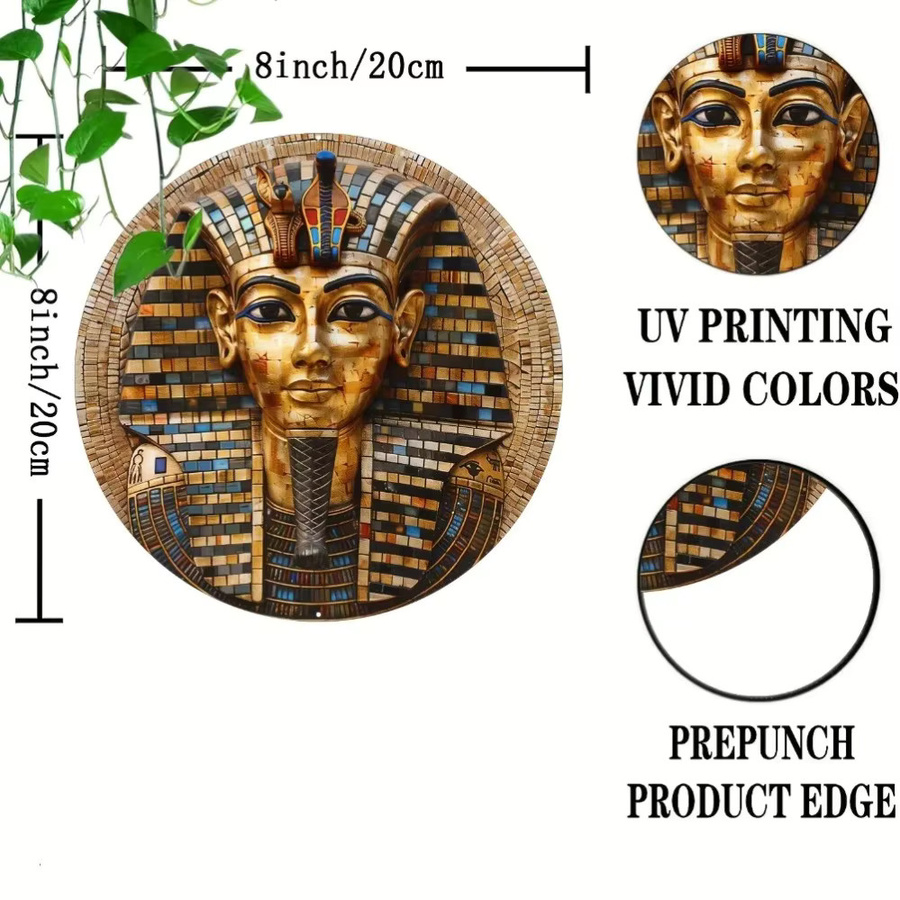 Potdemiel Ägyptisches Pharao-Tutanchamun-Mosaik-Wandschild aus Aluminium mit 3D-Design und UV-Druck, B/H: 20,3 x 20,3 cm, Multicolour - Bild 2