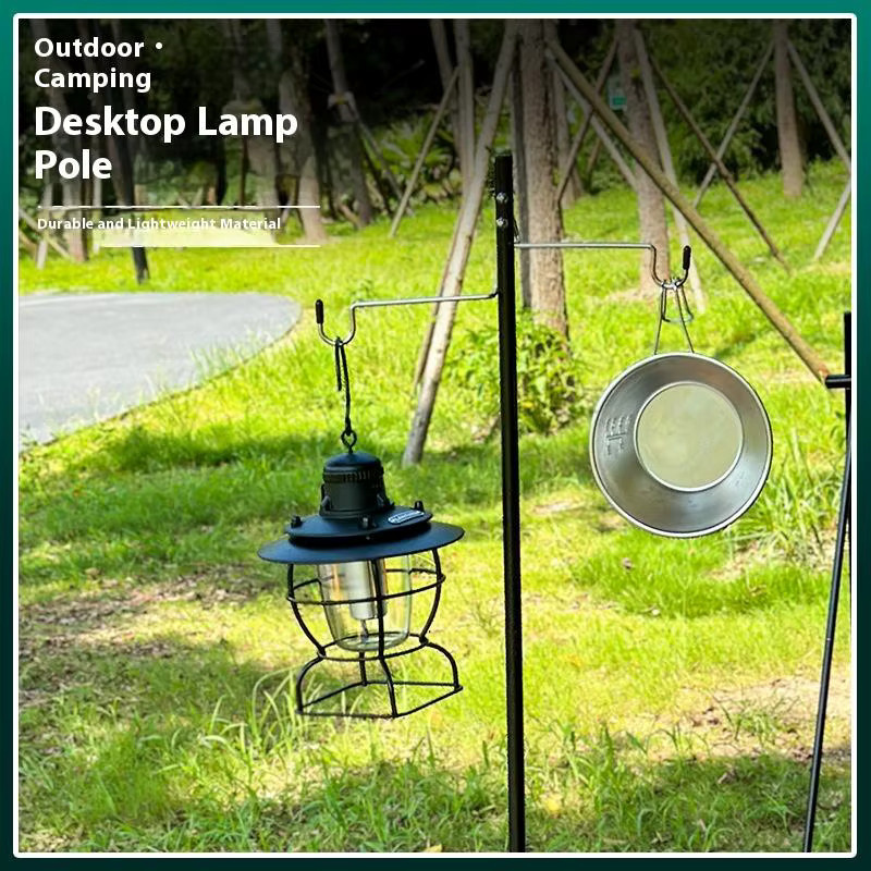 KOQZM Outdoor Camping Laterne aus Aluminiumlegierung in Schwarz mit abnehmbarem Kleiderbügel und Tischplatten-Halterung - Bild 2