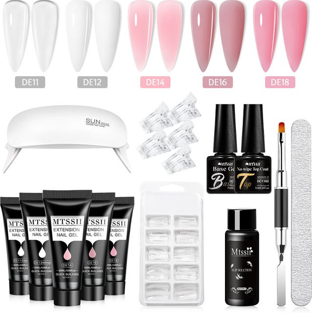 Mtssii Nagel Verlängerung Gel Set, 20 ml, mit 6W UV LED Lampe - Bild 1