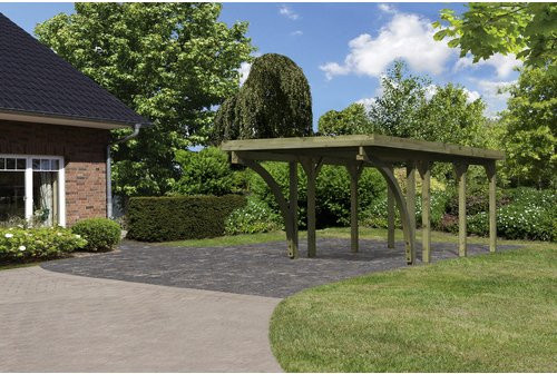 Karibu Einzelcarport Classic 2 mit PVCDach und zwei Einfahrtsbögen, kesseldruckimprägniertes Holz, Außenmaß B: 273 cm, T: 586 cm - Bild 3