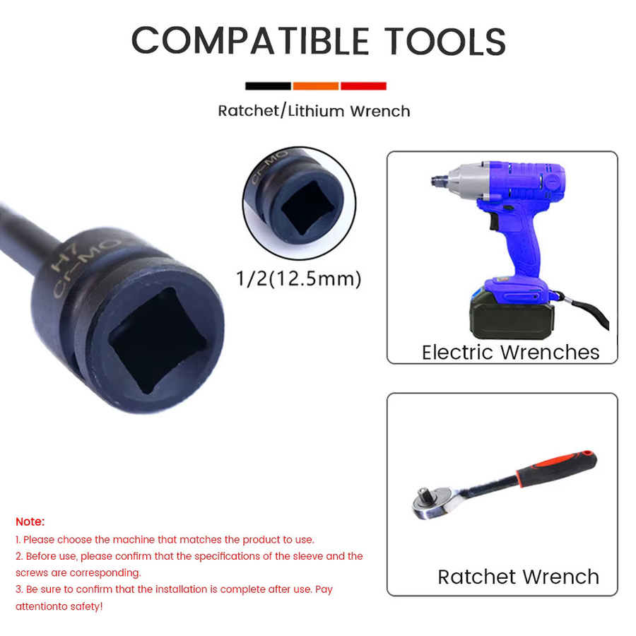 Podofo Schlagschrauber-Bit-Set mit Sechskantkopf und H5-H19 Adapter in Schwarz - Bild 5