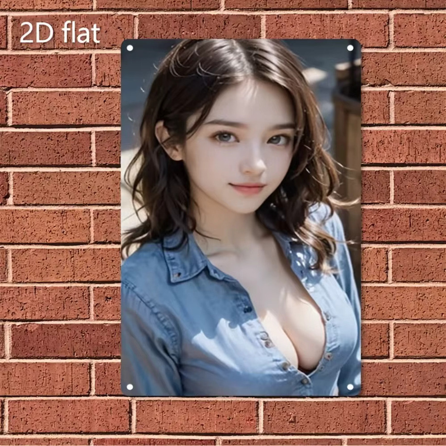 HELLOYOUNG Retro Metallschild Koreanisches Frauengesicht Vintage Wandkunst in Weiß und Multicolour - Bild 2