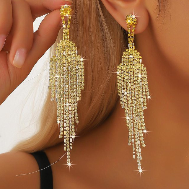 YIRAN Jewelry Ohrringe, Damen, Diamant, Quastenstil, brown - Bild 1