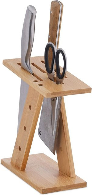Relaxdays Messerblock aus Bambus in Natur Braun, unbestückt, B/T/H: 22 x 9,5 x 19,5 cm - Bild 1