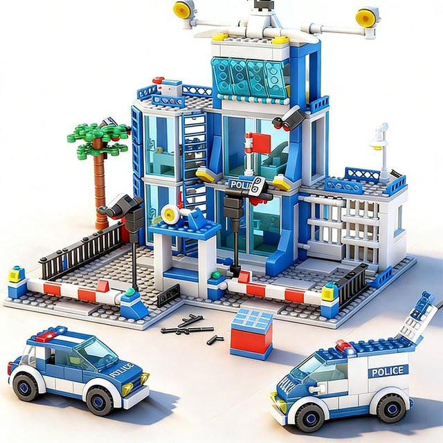 Stadtpolizeistation Bausteine, Polizeiauto, ab 14 Jahre - Bild 1