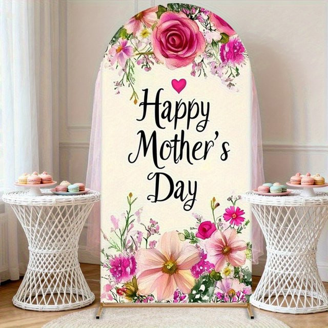 VIKAMA Happy Mother's Day Bogen-Hintergrund mit floralem Design in Multicolour für Muttertagsfeiern im Innen- und Außenbereich - Bild 1