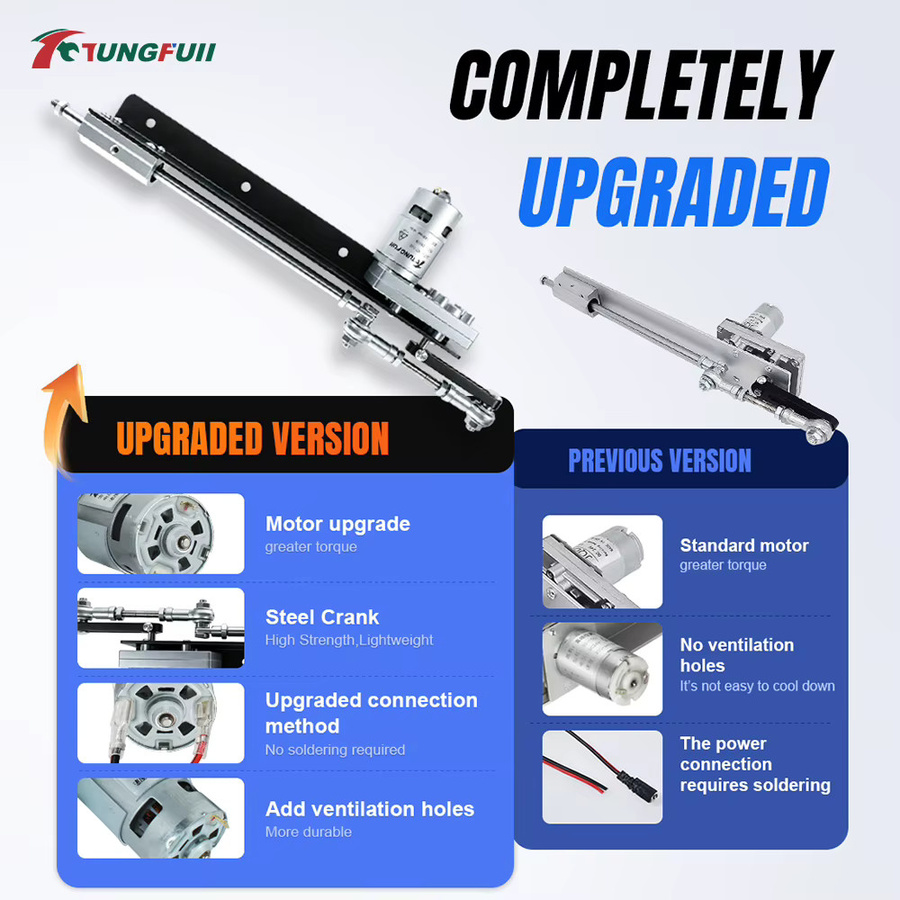 Tungfull 24V Linearer Hubmotor-Bausatz in Schwarz mit variabler Geschwindigkeit und flexiblem Hub für DIY-Haushaltsanwendungen - Bild 3