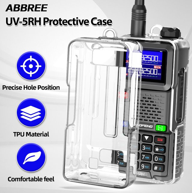 ABBREE Transparente TPU-Schutzhülle für Baofeng UV-5RH AR-5RM 5RH Pro GPS Walkie-Talkies mit Fallschutz und Staubschutz - Bild 1