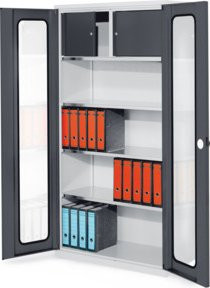 Kappes Systemschrank Serie 500 mit Sichtfenstertüren und Privatfach in Grau, B/T/H: 100 x 50 x 195 cm - Bild 1