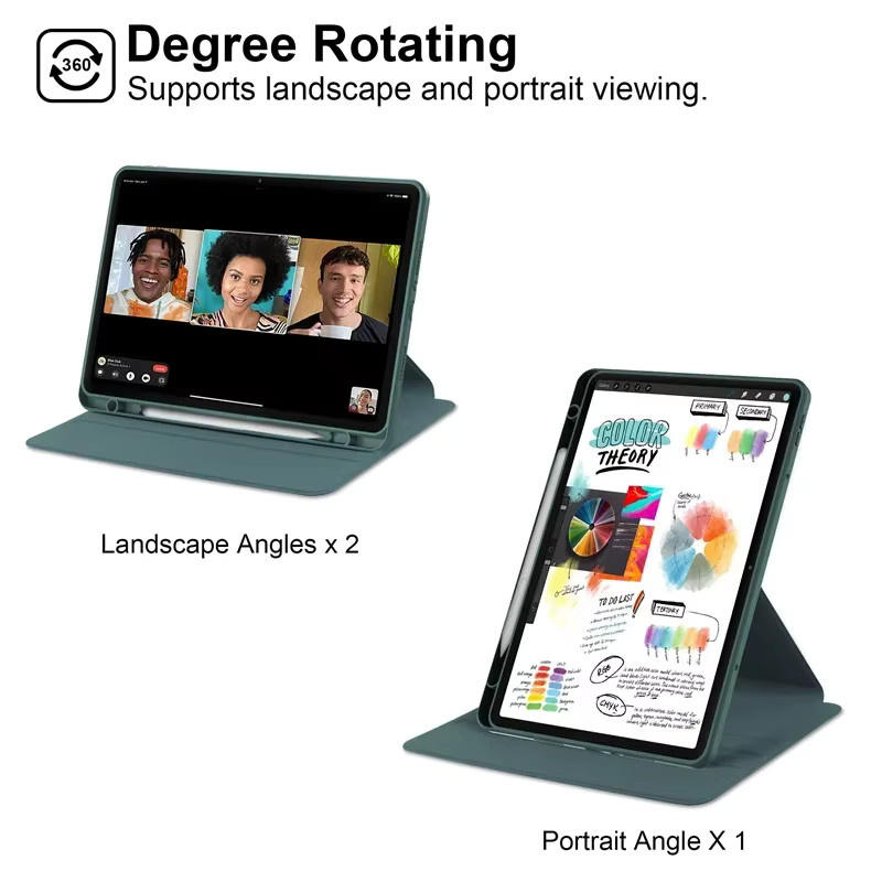 360 Grad Rotationshülle für Xiaomi Poco Pad M1 und Redmi Pad 2 Pro 12.1 mit Stifthalter und Ständer in Schwarz oder Grün - Bild 2