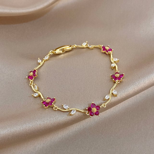 Greatera Armband, Blumen Strass, Vergoldetes Kupfer, Damen - Bild 1