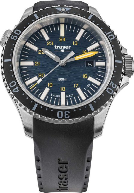 Traser Herrenuhr, Quarz, Edelstahl, Blau, 46 mm, 50 ATM - Bild 1