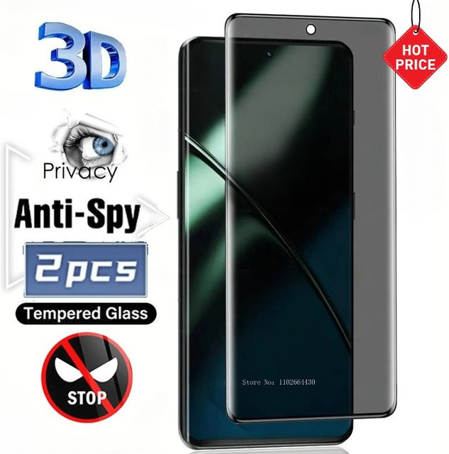 2er-Set Xiaomi Redmi Note 15 14 Pro Plus Privacy Displayschutzfolie aus gehärtetem Glas mit 3D gebogener Kante und 9H Härtegrad in Transparent - Bild 1