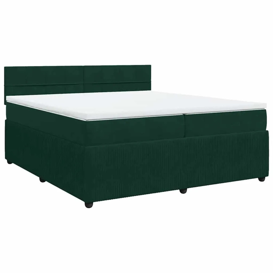 vidaXL Boxspringbett mit Matratze aus Samt in Dunkelgrün, B/T: 200 x 200 cm - Bild 2