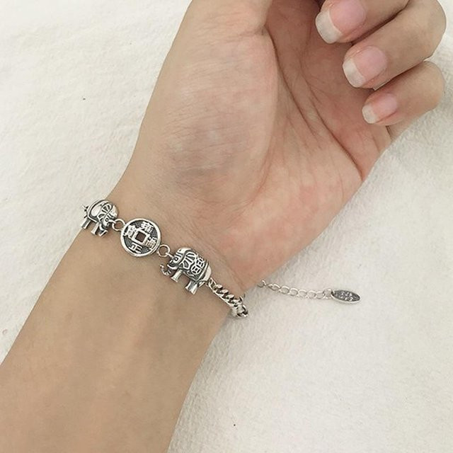 Allbestart Armband 925 Silber, Elefant, Vintage, Unisex, 16,5 cm - Bild 1