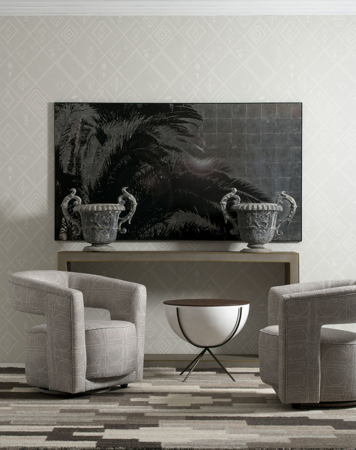 Andrew Martin Tapete Berber in Stone mit abstraktem geometrischem Design in Beige und Grau (Vlies) - Bild 1