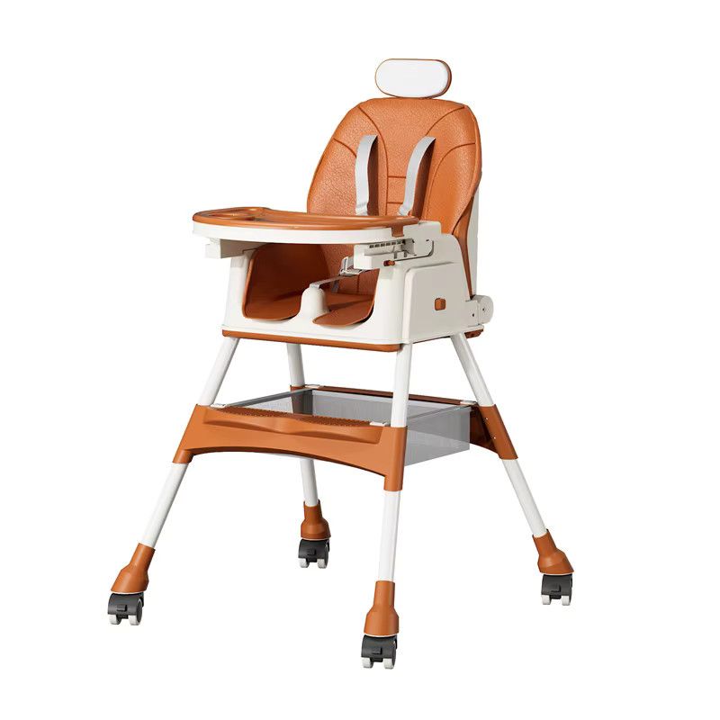 Yuanlvning Klappbarer Baby-Hochstuhl mit Sitzerhöhung in Beige - Bild 3