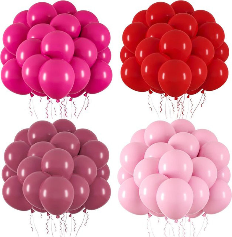Surpsea Latex Party Ballons in Hot Pink, Rosa und Rot, Rund, Vintage Design für Geburtstag, Hochzeit und Valentinstag - Bild 1