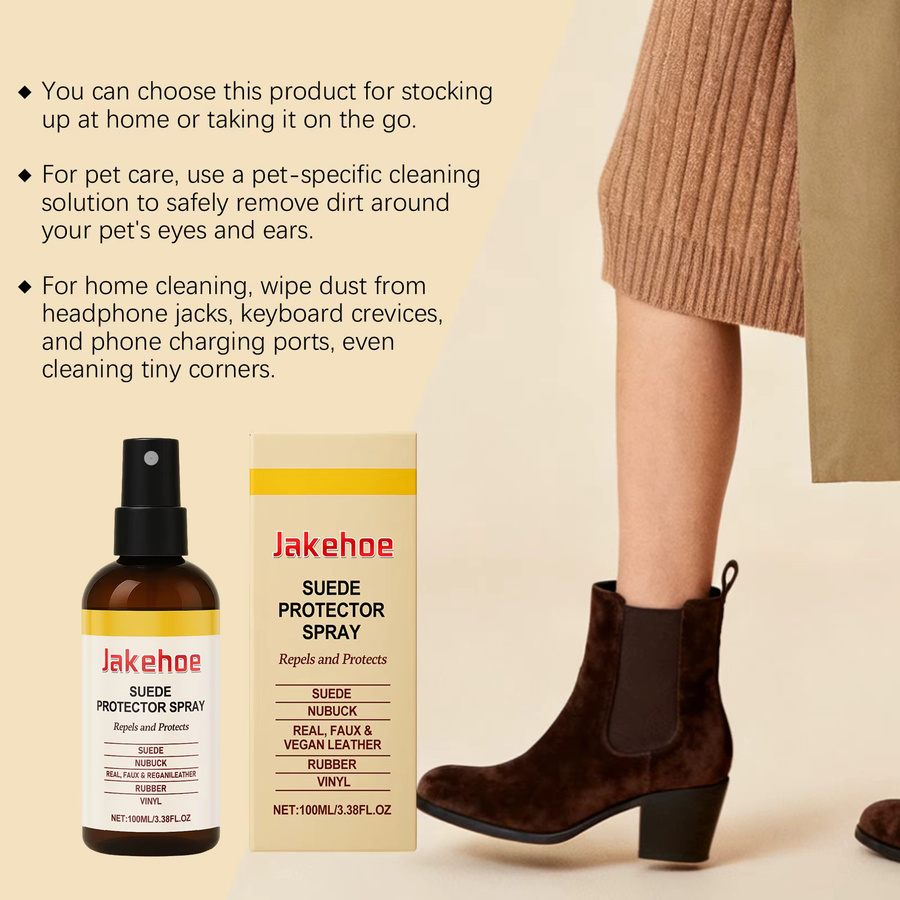 JAKEHOE Wildleder-Pflegespray als sanfter Nubuk-Reiniger und Fleckenentferner für Schuhe, Taschen und Sofas in Transparent - Bild 4