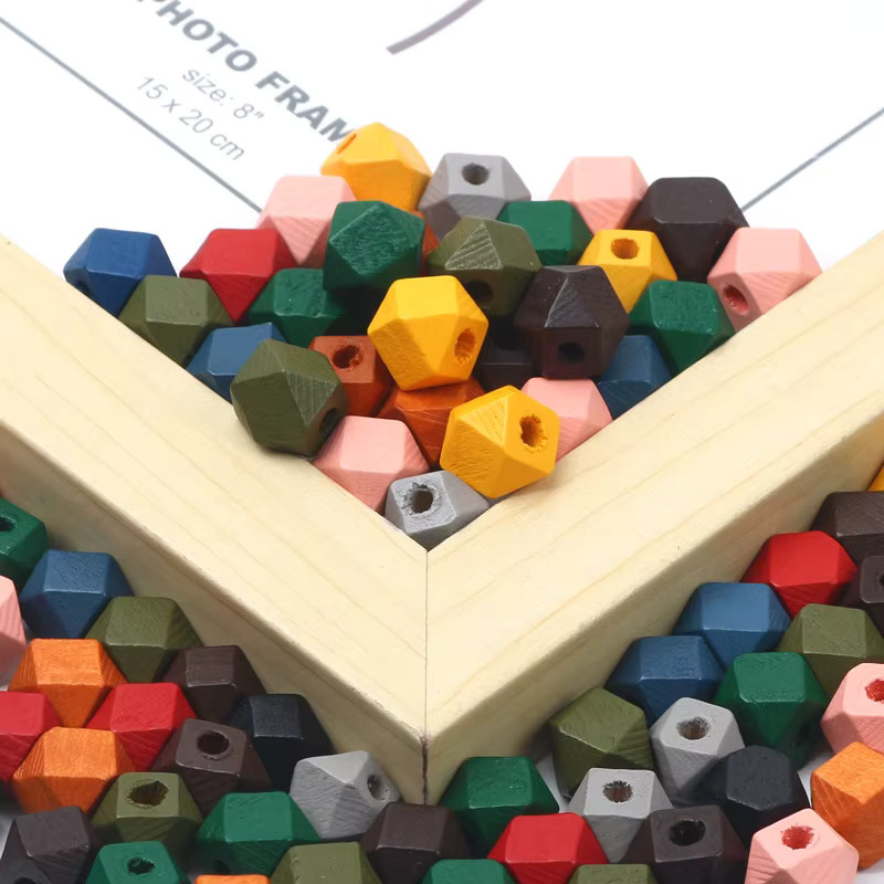 Laudsong Holzperlen, achteckige geometrische Würfel, gemischte Farben - Bild 6