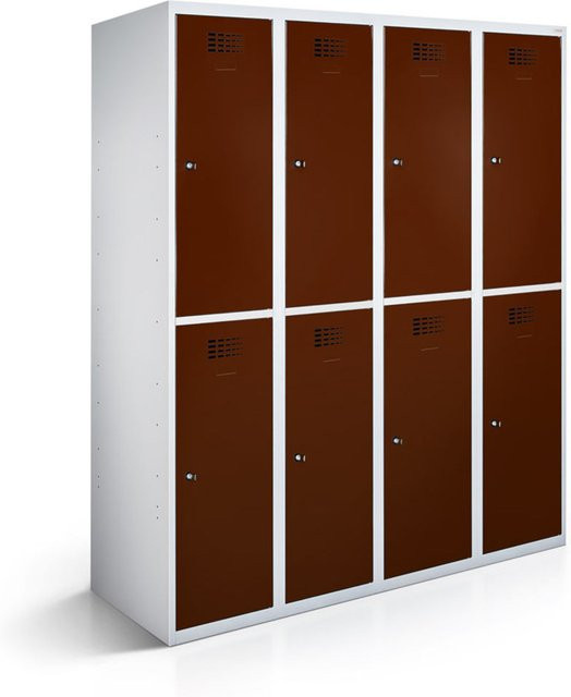 rotstahl Garderobenspind mit 8 Türen in Braun und lichtgrauem Korpus, B/T/H: 120 x 50 x 180 cm - Bild 1